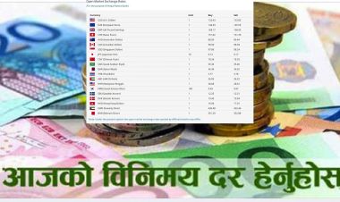यस्तो छ, आजको विदेशी मुद्राको विनिमयदर