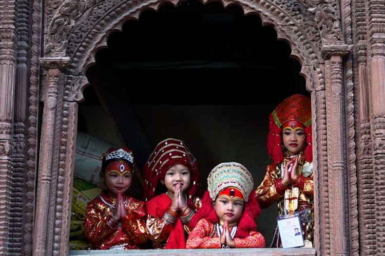 इन्द्र जात्रा : आज बसन्तपुरमा कुमारीहरूको पुजा गरियो