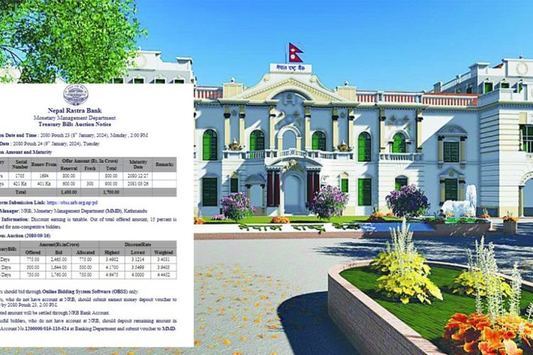  १७ अर्बको ट्रेजरी बिल जारी गर्दै राष्ट्र बैंक