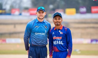 आइसीसी क्रिकेट विश्वकप लिग–२ः नेपाल र नामिबियाबीच खेल हुँदै