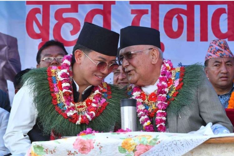 इलाम–२ मा एमालेको विजयी सभा, सम्बोधन गर्दै अध्यक्ष ओली 