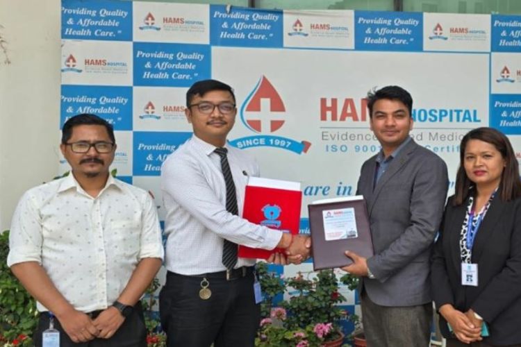नेपाल एसबिआई मर्चेण्ट बैंकिङ्ग र ह्याम्स अस्पतालबीच व्यवसायिक सहमति