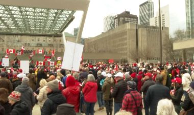  क्यानडालाई अमेरिकामा विलय गराउने अभिव्यक्तिविरुद्ध प्रदर्शन