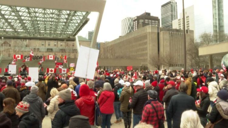  क्यानडालाई अमेरिकामा विलय गराउने अभिव्यक्तिविरुद्ध प्रदर्शन