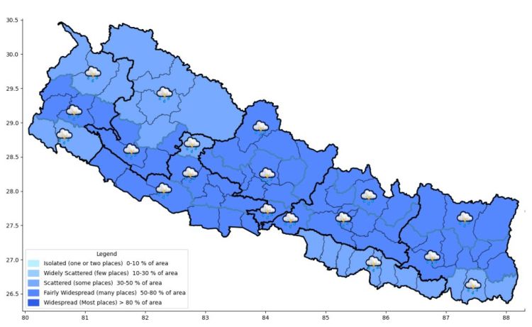 आज देशभर बदली, केही स्थानमा भारी वर्षाको सम्भावना